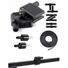 Click&Fit Windshield Washer Spray Nozzles for Mercedes Sprinter, Ford Transit, Freightliner, VW Crafter, Chevy Express, Peterbilt; 3-way adjustable universal Wiper nozzles incl hose, check valves