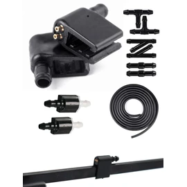 Click&Fit Windshield Washer Spray Nozzles for Mercedes Sprinter, Ford Transit, Freightliner, VW Crafter, Chevy Express, Peterbilt; 3-way adjustable universal Wiper nozzles incl hose, check valves