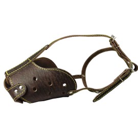 Real Leather Cage Basket Secure Dog Muzzle Brown - German Shepherd, (Circumference 13.7", Snout Length 4.7")