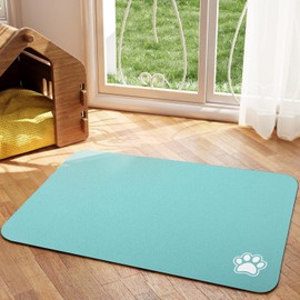 HotLive Pet Feeding Mat - Absorbent Dog Mat for Food and Water, No Stains Cat Bowl Mat, Easy to Clean Pet Placemats, Quick Dry Dog Water Dispenser Mat for Messy Drinkers | Teal 12"x 19"
