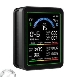 Air Quality Monitor Indoor, 10 in 1 Portable Smart Air Quality Tester for CO2 | TVOC | HCHO | Temp | AQI | PM0.3-1 Detection Suitable for Home, Cars, Plants, Pets and Hotel
