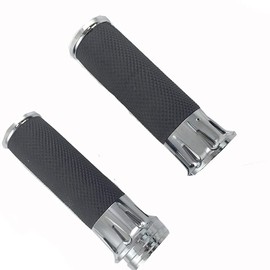 JIAHER Motorcycle Grips 1 inch Motorcycle Hand Grips 1 Pair 25mm Black Motorcycle Parts CNC Edge Handlebar Grips for Harley Sportster 883 XL1200 Dyna Softail Touring Bike Grips (Silver)