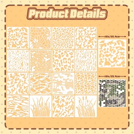 16 PCS Camo Stencils for Painting, 10 * 10 in Large Drawing Stencils Camouflage for Spray Painting Crafts Reusable for DIY Wall Boat Wood Canvas Fabric Home Decor (16)