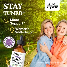 Wild & Organic Passion Flower Tincture - Mood Support - Calming Passionflower Supplement - Passiflora Incarnata Liquid Extract - Vegan, Sugar & Alcohol-Free Herb Drops - 4 fl oz