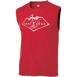 JOES SURF SHOP Men's Surfing 101 Logo Moisture Wicking Sleeveless Tee-L-Red/w