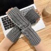 New Autumn/Winter Knit Half-Finger Long Arm Warmer Gloves - Thermal, Cold Protection, Touch-Compatible Gloves Black 10ea