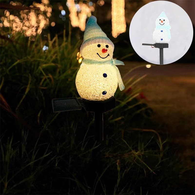 YZYOE 2 Pack LED Solar Powered Rice Grains Snowman Ground