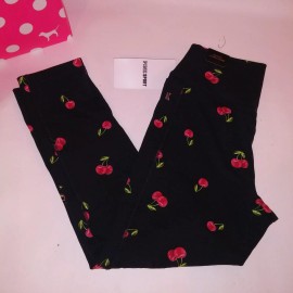 Victoria's Secret Victoria Secret PINK Leggings Pants Large 7/8 High Waist Black Red Cherries New