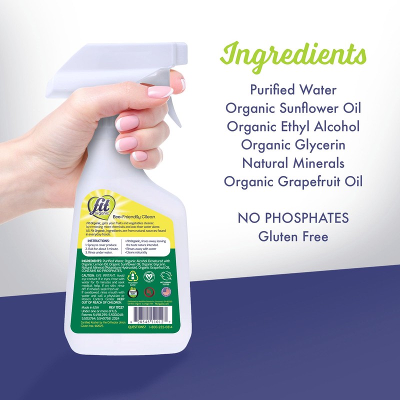 FIT Organic Fruit and Vegetable Wash Spray – USDA Certified