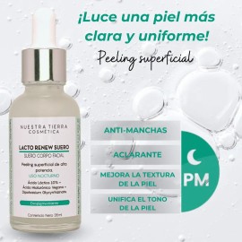 Suero Ácido Láctico 10% Peeling Suave Que Aclara La Piel Momento de aplicación Noche Tipo de piel Todo tipo de piel