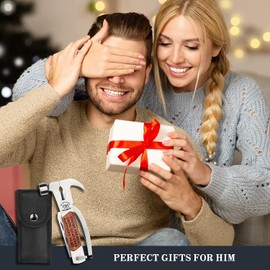 Valentines Gifts for Him Husband Boyfriend, Multi Tool Gifts for Men, I Love You Gifts for Him, Anniversary Birthday Presents, Gadget Gifts for Men, 14-in-1 Mini Hammer Multitool Camping Accessories