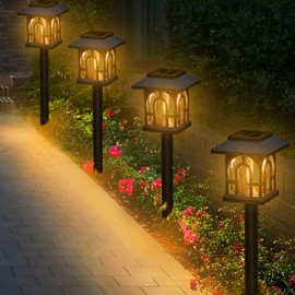 Solarlampen für Außen Garten, 6 Stück Vintage Solarleuchten für Außen mit Warmweiß Wolfram, Auto On/Off IP65 Wasserdicht Solar Gartenleuchten für Rasen, Terrasse, Hof, Garten Deko