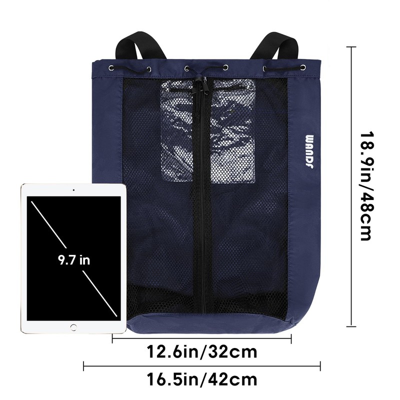WANDF Swim Bag Mesh Drawstring Backpack Beach Backpack for Swimming,