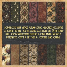 scrapbook paper vintage autumn gothic assorted decorative colorful texture for decoupage &collage art 28 patterned sheet for scrapbooking supplies & ... craft & gift tags & crafting junk journa
