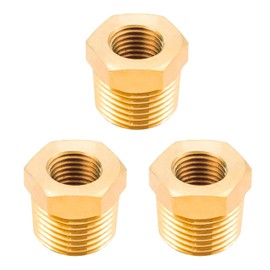 NICOLEKAY Brass Pipe Fitting Reducer Hex Bushing 3/8 NPT Male x 1/4 NPT Female Adapter(Pack of 3)