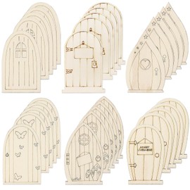 ZDNT Unpainted Wooden Fairy Door Elf Door Mini Door Shape Wooden Pieces Fairy Doors for Garden Trees for DIY Craft Home Office Garden Home Decor Christmas Holiday Retro