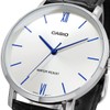 Casio MTP-VT01 Series Quartz Men's Watch, Silver x Black Leather