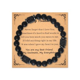 Husband Chrismas Birthday Gift Ideas To My Husband Bracelet for Men Husband Valentines Day Gifts for Gifts for Hubby Black Beaded Bracelets for Men Husband Anniversary Wedding Gifts for Him Husband…