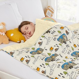 HOSUKKO Weighted Blanket - 5 lbs Cooling Ivory Forest Heavy Blanket - Small Size Breathable Blanket for Hot Sleepers(36 * 48 inches, 5 lbs)