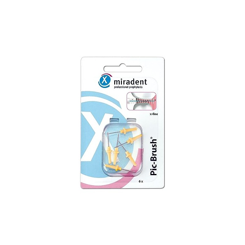 Miradent Interd.Pic Brush Replacement B.X-Fine Yellow Pack of 6