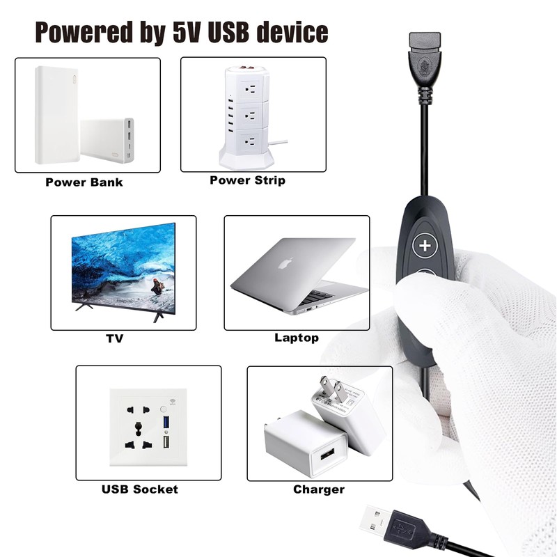 GXILEE 5V USB LED Dimmer Switch, 10-Speed Dimming, Female to