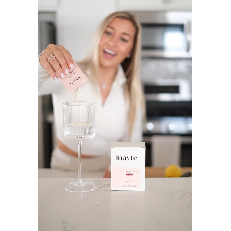 inayte Premium Grass-Fed Colostrum, Unflavored Powder Packets, Immune Support Supplement,