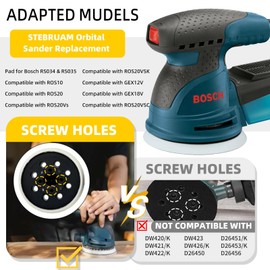 5 Inch 8 Hole Hook and Loop Sanding Pad Replacement – Metal Replacement Sander Pad Compatible with Bosch GEX125-1A, PEX220, ROS10, ROS20, ROS20VS, ROS20VSC, ROS20VSK Random Orbital Sanders