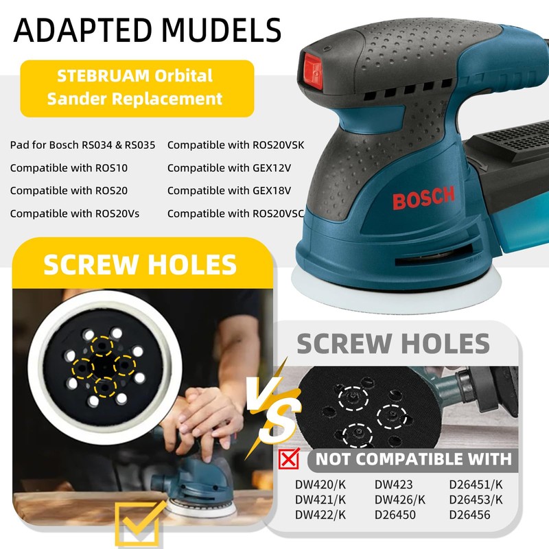 5 Inch 8 Hole Hook and Loop Sanding Pad Replacement