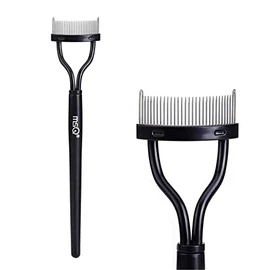 MSQ Eyelash Comb Curler Eyebrow Brush Eyelash Separator Mascara Applicator Eyelash Definer With Comb Cover Arc Designed Cosmetic Brushes Tool Black,(1PCS)