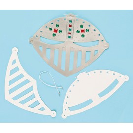 Baker Ross EV2822 Ross Masks for Crafts and Colouring - Knight Helmet - for Children Ideal for Children's Birthday Parties and Carnival - Pack of 6, White