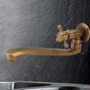 Antique Garden Faucet with Extended Spout Antifreezing Copper Wall Mount