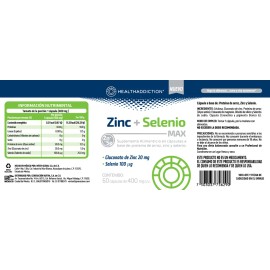 HEALTHADDICTION - Zinc  Selenio MAX - Suplemento Alimenticio con Minerales Esenciales - Apoyo Nutricional Diario - 60 Cpsulas de 400 mg - Libre de... 