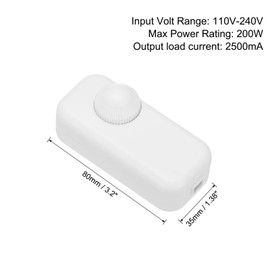 PATIKIL Inline Lamp Switch, Rotary Dimmer LED Light Controller Brightness Control Cord Switch Replacement for Table Floor Lamp Pendant Lighting, White