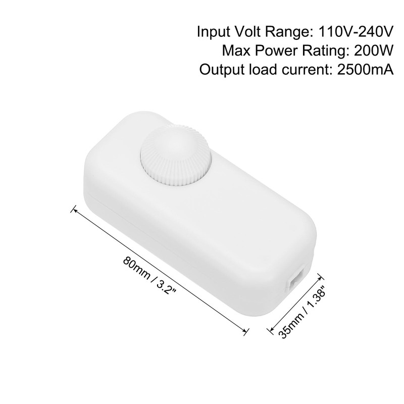PATIKIL Inline Lamp Switch, Rotary Dimmer LED Light Controller Brightness