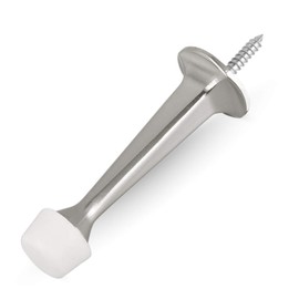 HOMOTEK 8 Pack Heavy Duty Solid Rigid Door Stop with Soft Rubber Tip, Zinc Die Cast Door Stopper Protect Wall & Door, Satin Nickel