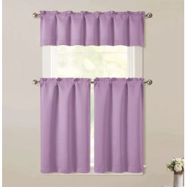 JHF Blackout Kitchen Curtain Lilac 3pc