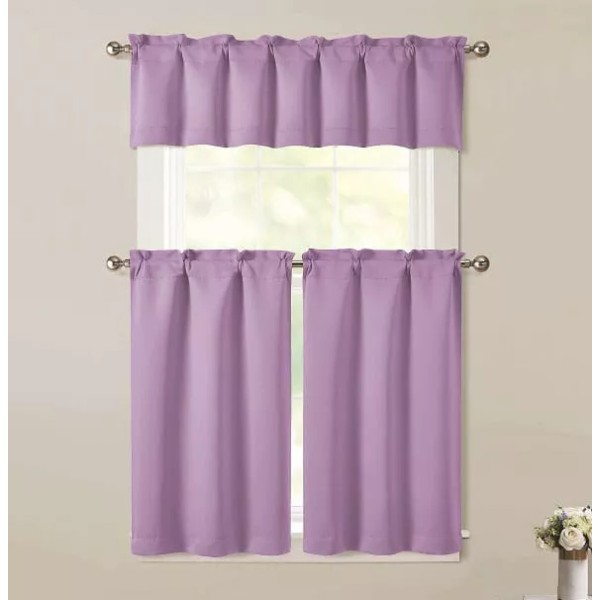 JHF Blackout Kitchen Curtain Lilac 3pc