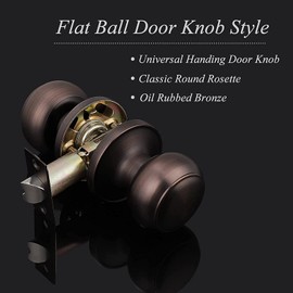 Probrico Door Knob 10 Pack, Interior Door Handles Keyless Passage Function for Closet Hallway, Oil Rubbed Bronze Finish