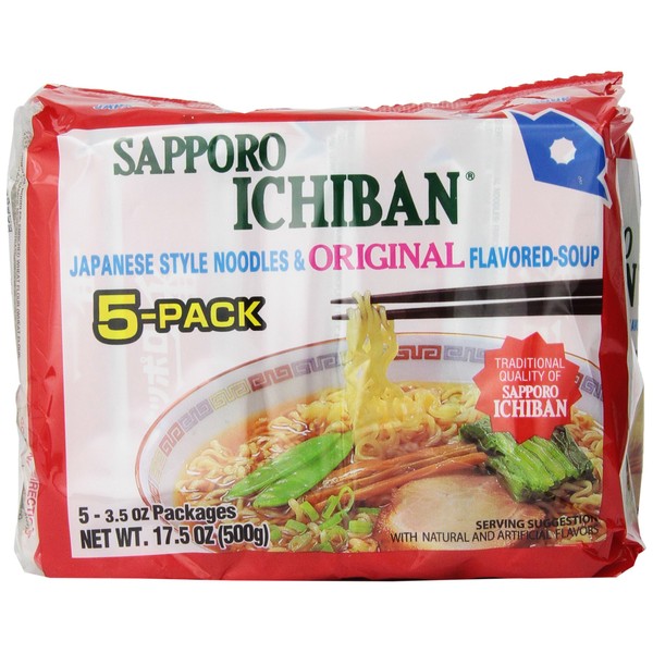 Sapporo Ichiban Original Ramen Noodles, 5 Count, 17.50 Ounce (Pack