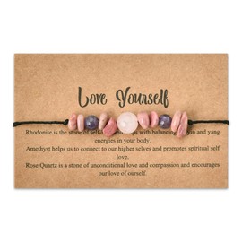 Inspirational Bracelet Gifts for Women Rose Quartz Bracelets for Girls Calming Beaded Bracelet for Womens Birthday Gifts for Teens Rhodonite Crystal Stone Bracelets Spirtitual Christmas Gifts for Her