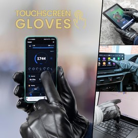 iN Mens Touchscreen Texting Leather Gloves Winter Warm Black Soft Gloves | Mens Women Leather Gloves | Winter Gloves, Soft and Stylish, Perfect for Smartphone Use | Genuine Leather