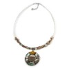Avalaya White Glass Bead Wire Necklace with Shell & Mother