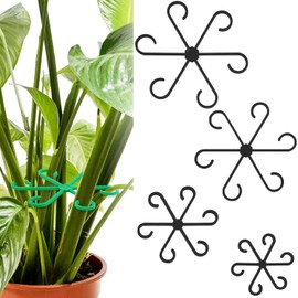 DILUSILK Plant Stem Support, 4pcs Plastic Plant Climbers Stem Holders Reusable Plant Stem Hook Growth Accessories for Plant (Black)