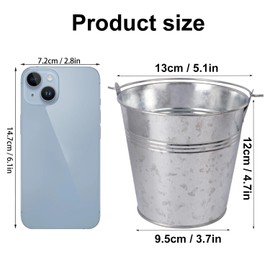 Biugaaufai 15 Pack 4.72 x 5.12inch Metal Mini Metal Bucket, Elegant Galvanized Buckets with Handles, Tin Buckets, Small Metal Bucket, Mini Metal Pail for Party Favors, Crafts, Garden & Beach