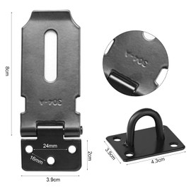 Acooruiteng Door Hasp Latch Lock 3 Inch Stainless Steel Door Padlock Hasp Heavy Duty Door Lock Latch Pocket Door Lock Gate Lock Hasp with 9 Screws for Barn Door Cabinet Drawer Black