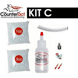 Counteract KIT-C Motorcycle Do It Yourself Tire/Wheel Balancing Beads Kit - (1) 1oz (1) 3oz DIY Bead Bags, (2) Valve Caps and Cores, (1) Core Remover, Injector Bottle