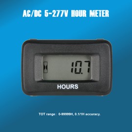 Runleader Digital Hour Meter Kits, AC/DC 5V to 277V, Hours for Garden Tractor Generator Compressor ATV Outboard Motor Golf Cart Forklift Snow Blower