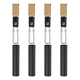 PATIKIL E12 Length Adjustable Candle Bulb Socket, 4 Set Candelabra Base Bulb Holder with 4" Black Metal Candle Cover Sleeves Cardboard Insulator, Black