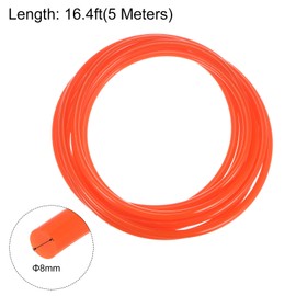 sourcing map Polyurethane Round Belts 8mm Dia 16.4ft(5 Meters) Length Smooth Surface PU Urethane Belt for Drive Transmission, Orange