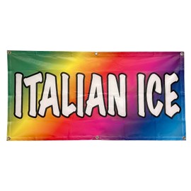 4 Less Co 2x4 Feet ITALIAN ICE Banner Sign Fabric Polyester Rainbow